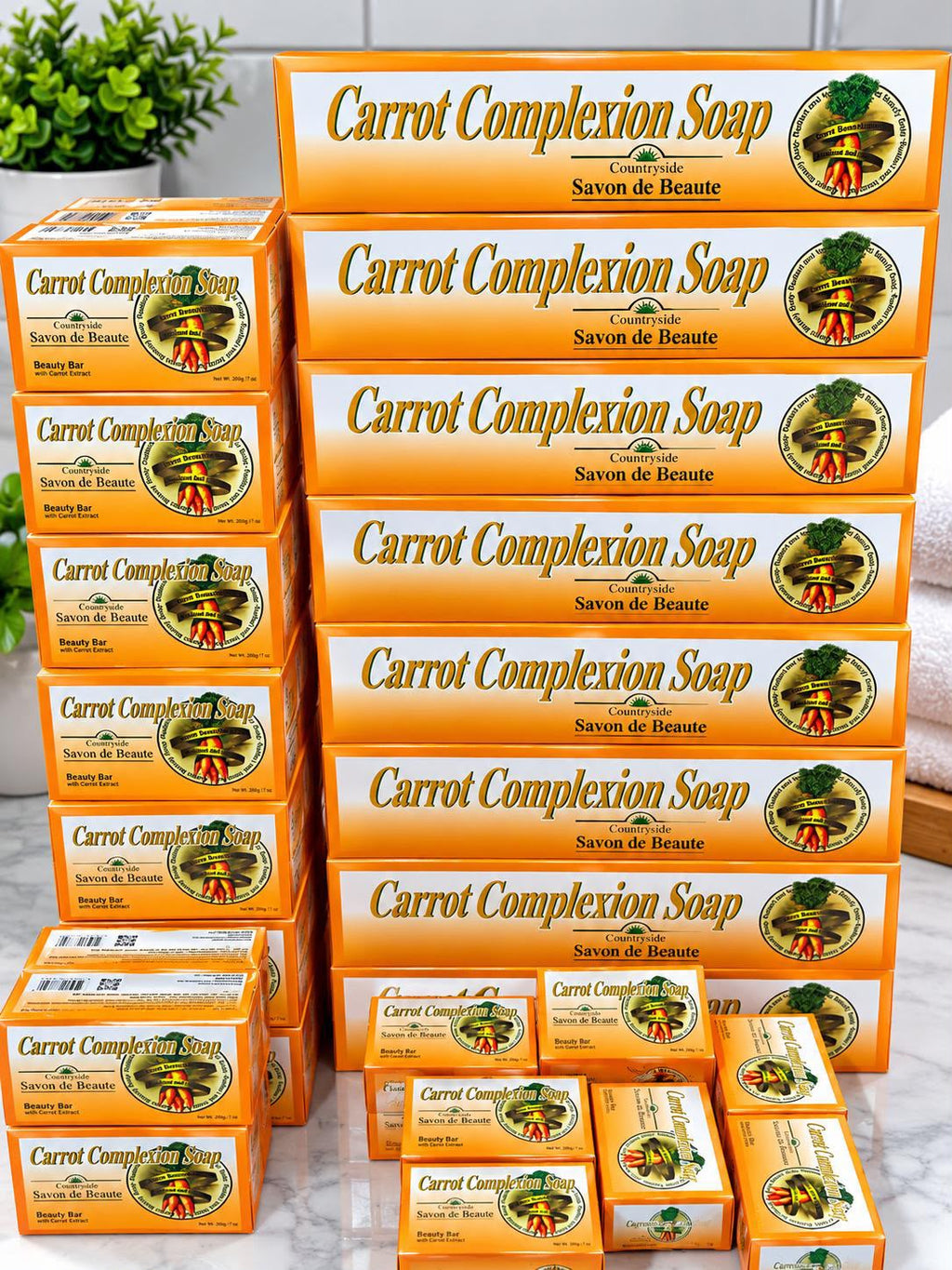 Carrot Complexion Soap Beauty Bar with Carrot Extract, Cleansing & Refreshing Skin Care Soap (72 pieces)